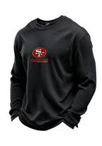 San Francisco 49ers Helmet Logo Waffle Knit Crewneck Sweatshirt