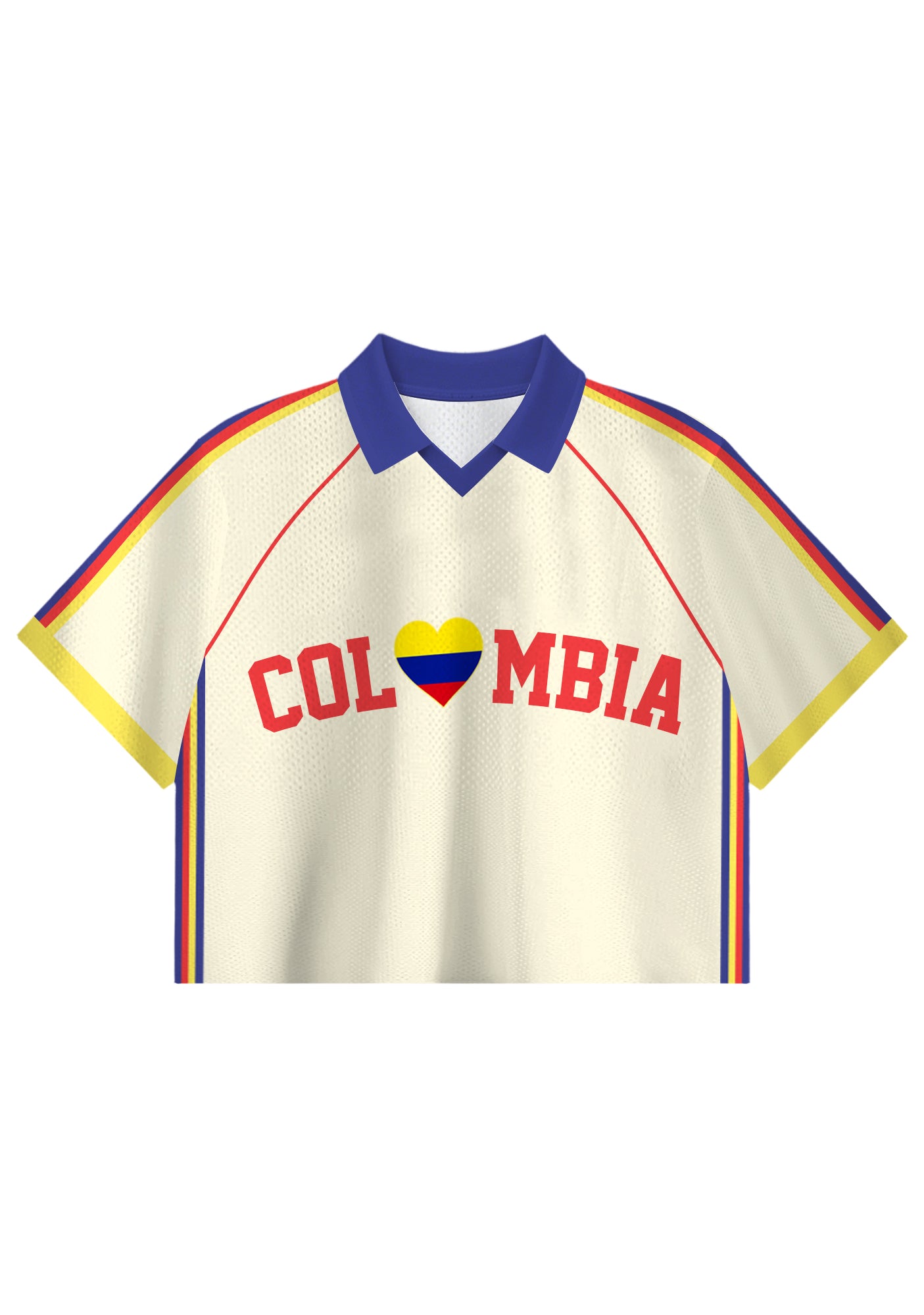 I Love Colombia Flag Heart Crop Collared Soccer Jersey Secondary image