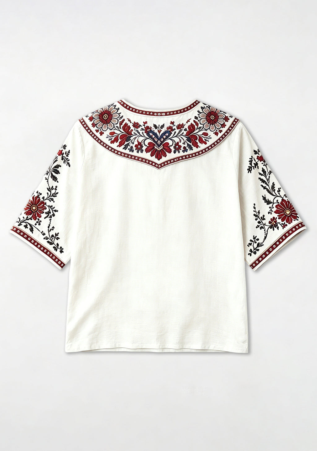 Boho Red Floral Arizona Cardinals V-Neck Blouse