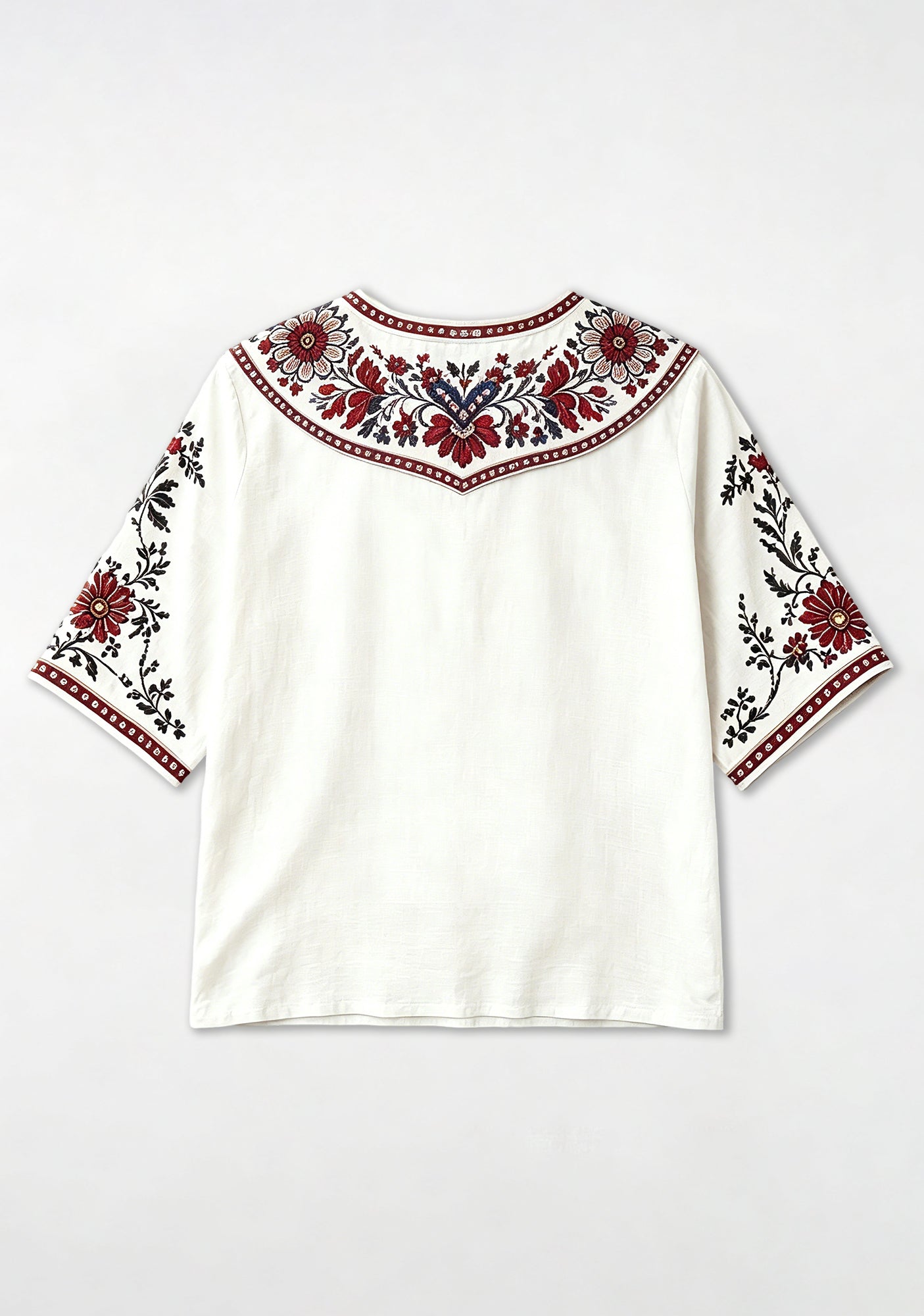 Boho Red Floral Arizona Cardinals V-Neck Blouse