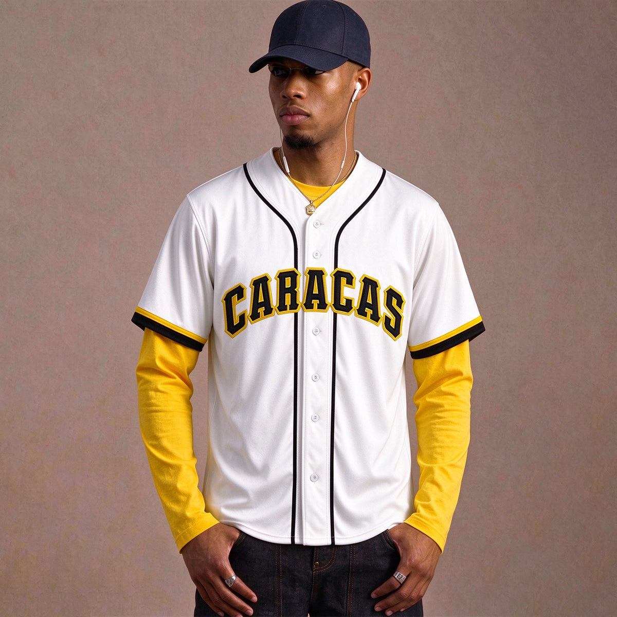 Men’s Caracas Leones Button Down Baseball Shirt