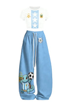 Argentina Squirtle Cartoon Fan Tops & Elasticated Trousers Two-Piece Set