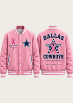 Dallas Cowboys Breast Cancer Awareness Pink Ribbon Varsity Jacket