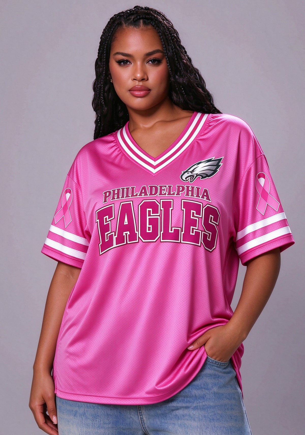 Women Philadelphia Eagles Breast Cancer Awareness Pink Football Jersey