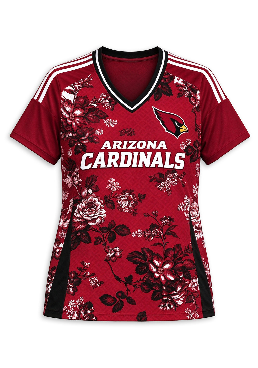 Women's Arizona Cardinals Floral V-Neck T Shirt
