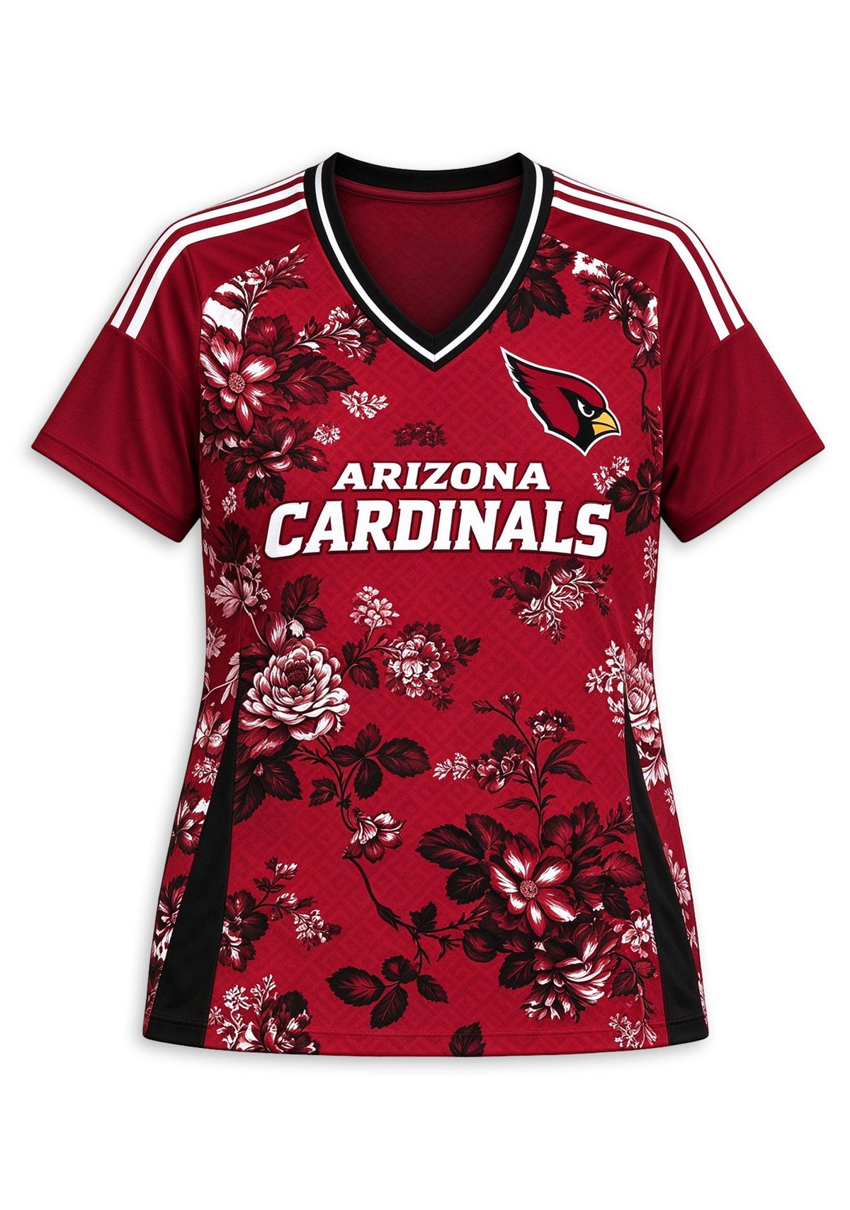 Women's Arizona Cardinals Floral V-Neck T Shirt