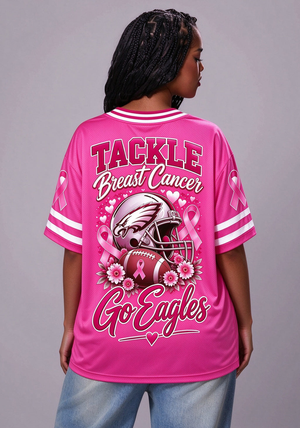 Women Philadelphia Eagles Breast Cancer Awareness Pink Football Jersey
