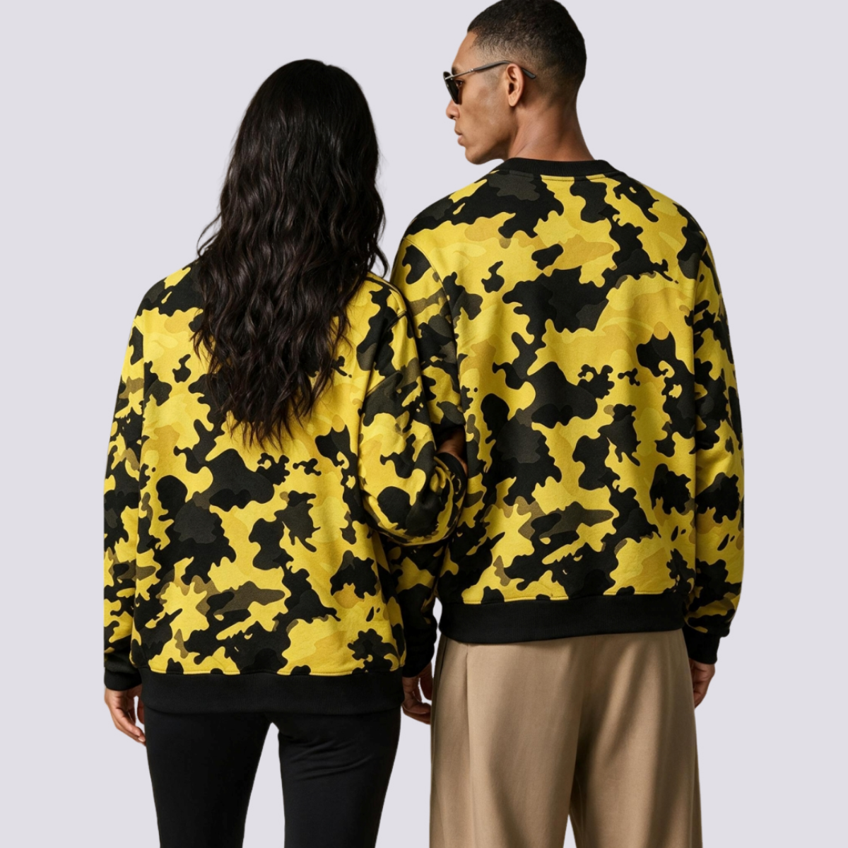 Pittsburgh Steelers Yellow Black Camo Graphic Crewneck Sweatshirt