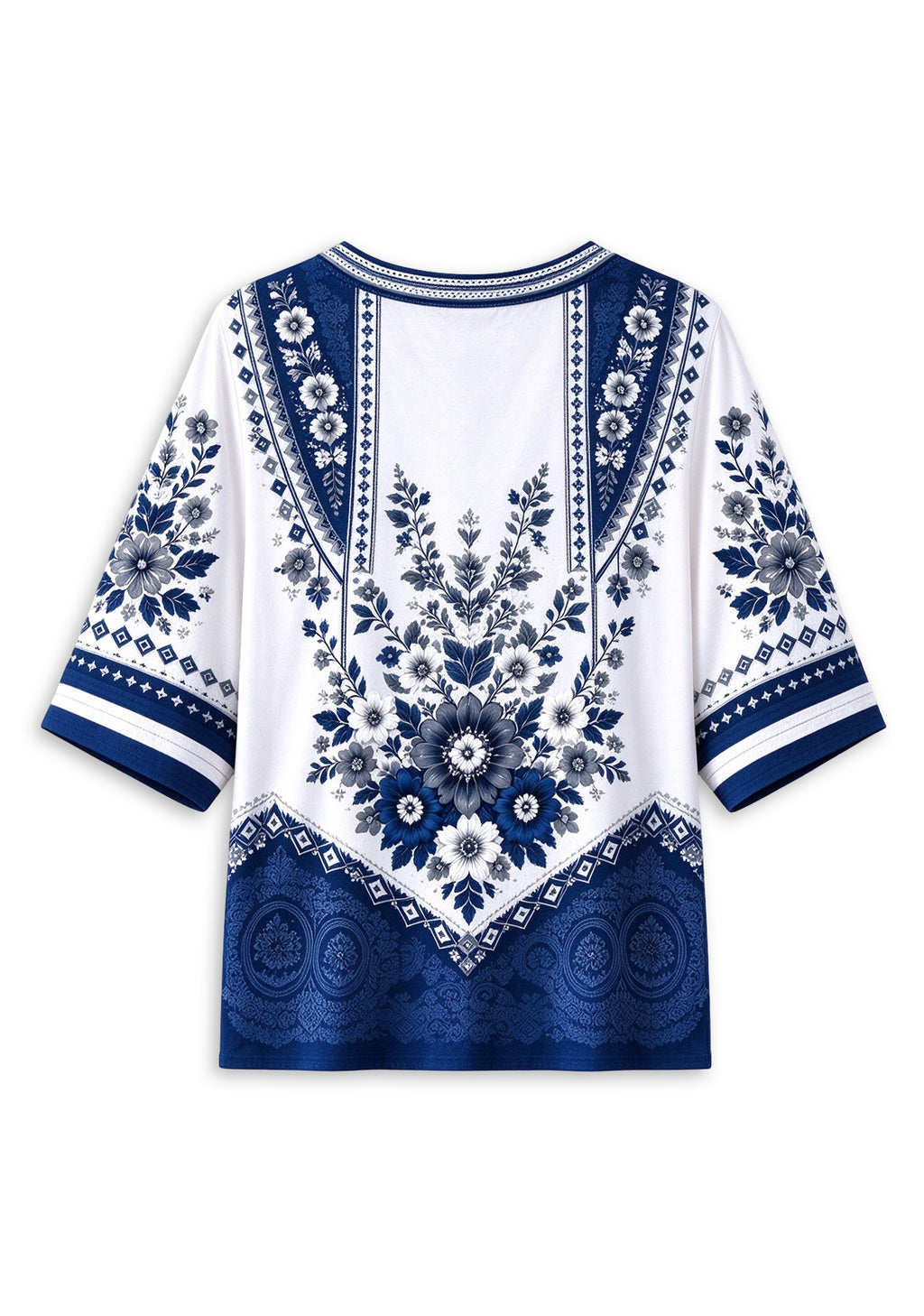 Women’s Dallas Cowboys Boho Floral V-Neck 3/4 Sleeve Shirt