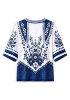 Women’s Dallas Cowboys Boho Floral V-Neck 3/4 Sleeve Shirt