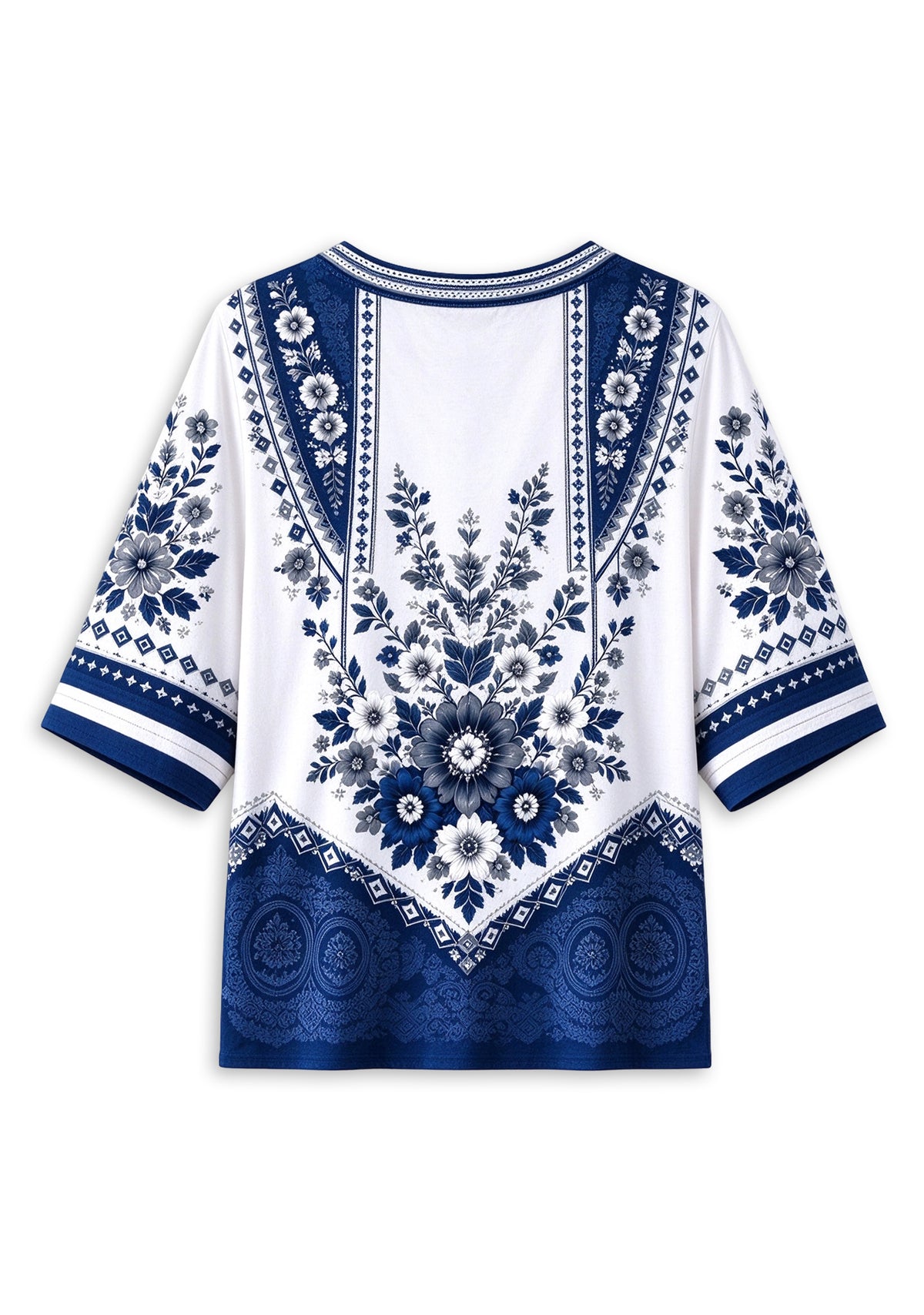 Women’s Dallas Cowboys Boho Floral V-Neck 3/4 Sleeve Shirt