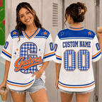 Personalized Mascot?Name And Number Plaid Letter Teacher Mesh Jersey?