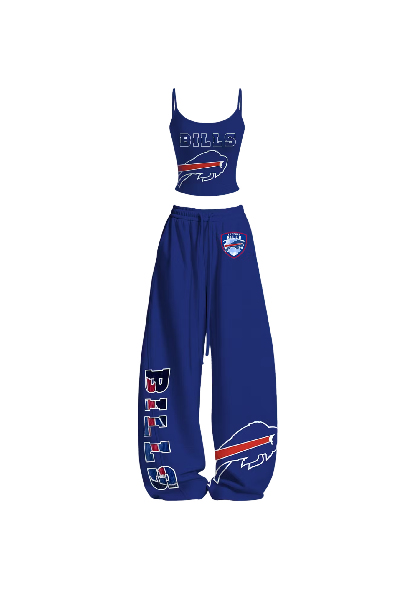 Royal Blue Bills Print Tops & Elasticated Trousers Two-Piece Set Main image