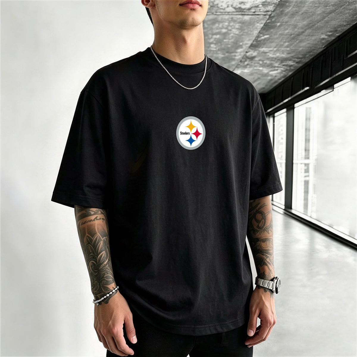 Pittsburgh Steelers Laurel Wreath Printed T-Shirt
