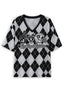 Women's Las Vegas Raiders Argyle #1 Fan Heart Helmet V-Neck T-Shirt