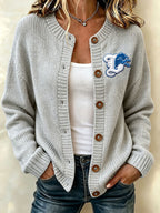 Women'S Football Printed Knitted Cardigan