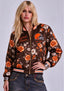 Women Cleveland Browns Floral Print Zip Up Jacket Custom Name For Fan