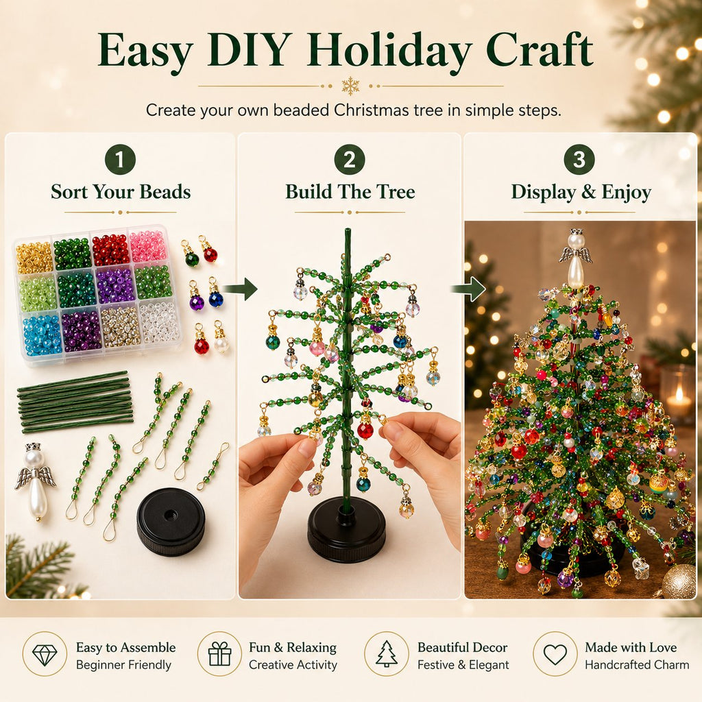 🎅 DIY Beaded Christmas Tree Kit – 🎄Create Your Own Sparkling Holiday Decoration