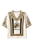 Boho Floral Border Hamilton Tiger-Cats V-Neck Blouse