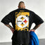 Distressed Cracked Steelers Logo Back Print Printed T-Shirt