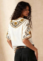 Boho Floral Border Hamilton Tiger-Cats V-Neck Blouse