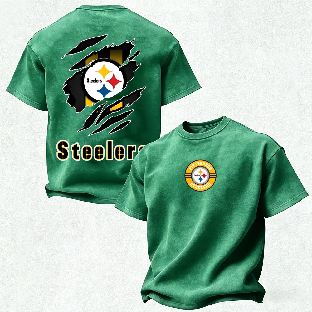 Pittsburgh Steelers Printed Unisex 100% Pure Cotton Washed T-Shirt