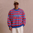 Men's Buffalo Bills Striped NFL Crew Neck Sweatshirt