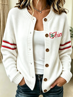 Women'S Casual Football Plant Knitted Cardigan Top