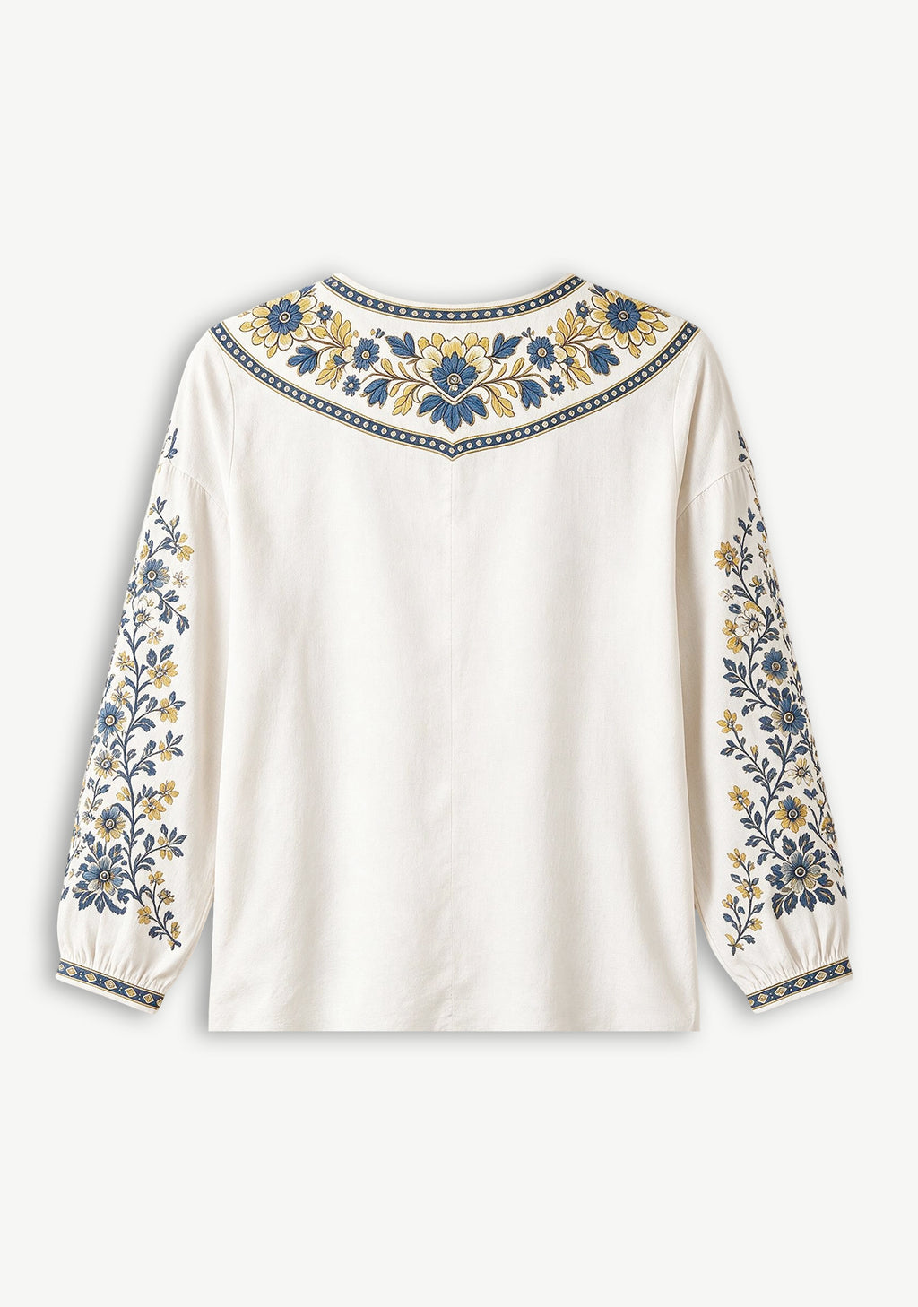 Women's Los Angeles Rams Boho Floral Printed V-Neck Long Sleeve Shirt