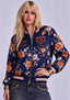 Women Chicago Bears Floral Print Zip Up Jacket Custom Name For Fan