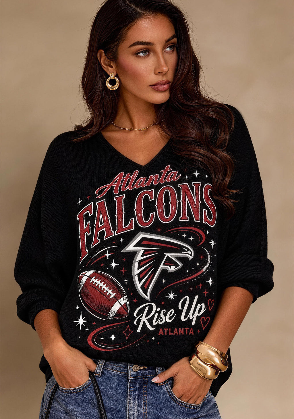Women Atlanta Falcons Rise Up Graphic Long Sleeve Game Day Shirt