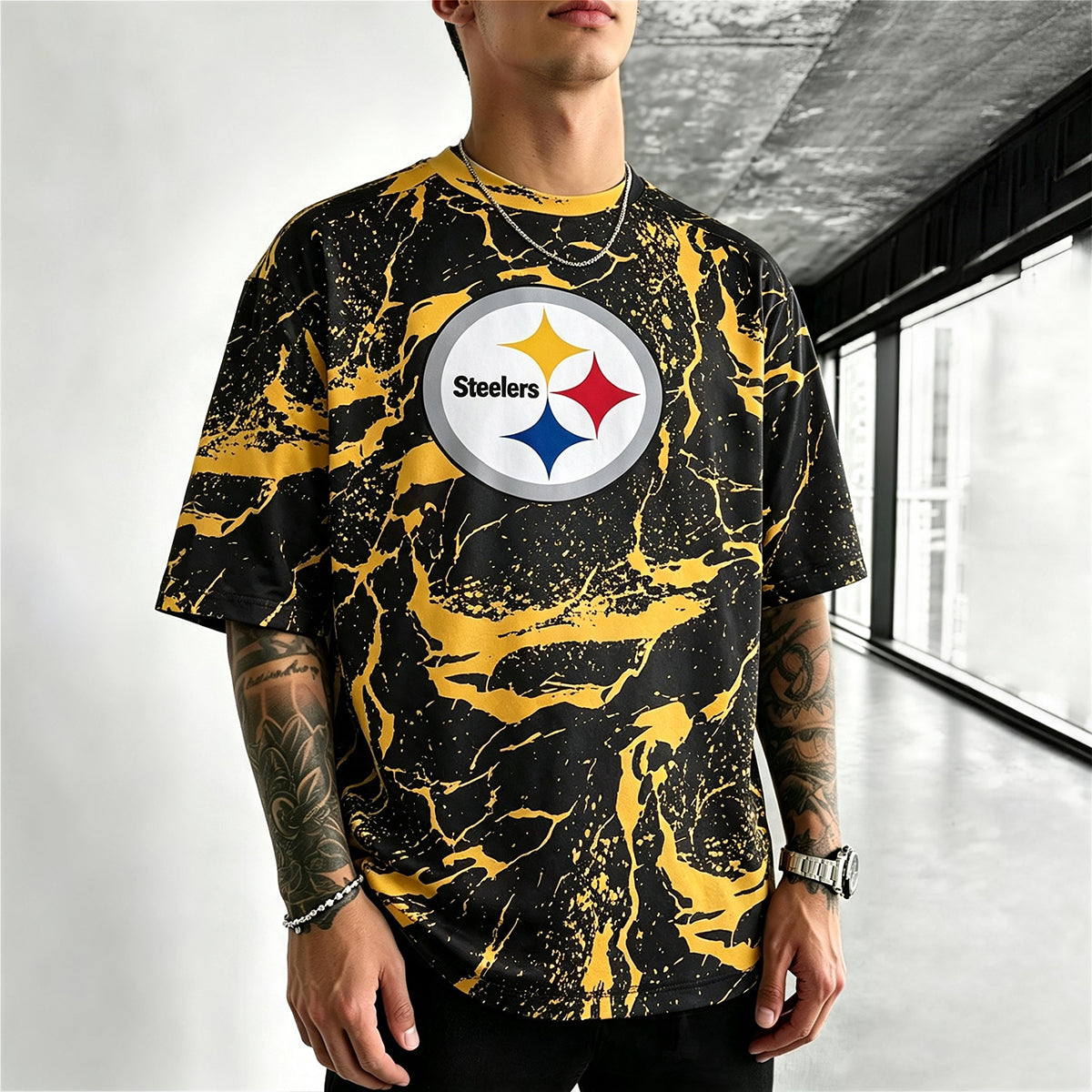 Pittsburgh Steelers Marble Printed T-Shirt Main image