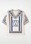 Boho Floral Border Winnipeg Blue Bombers V-Neck Blouse
