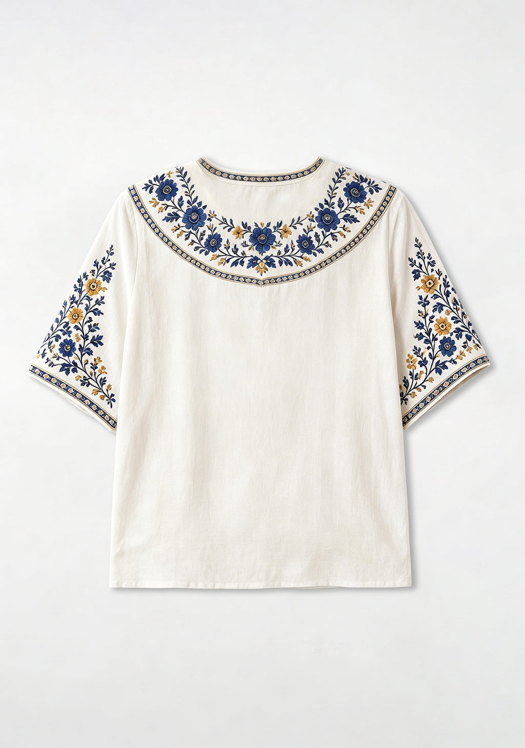 Boho Floral Border Winnipeg Blue Bombers V-Neck Blouse