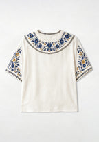 Boho Floral Border Winnipeg Blue Bombers V-Neck Blouse