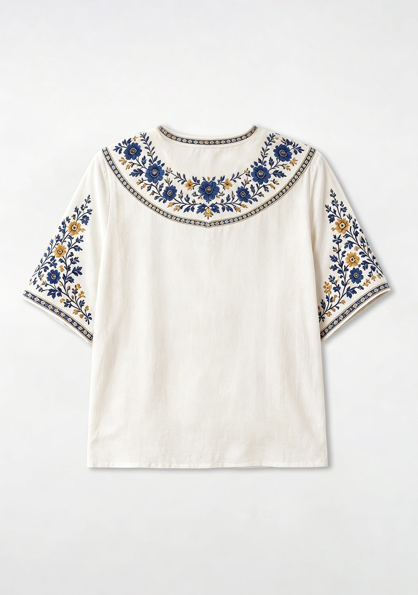 Boho Floral Border Winnipeg Blue Bombers V-Neck Blouse