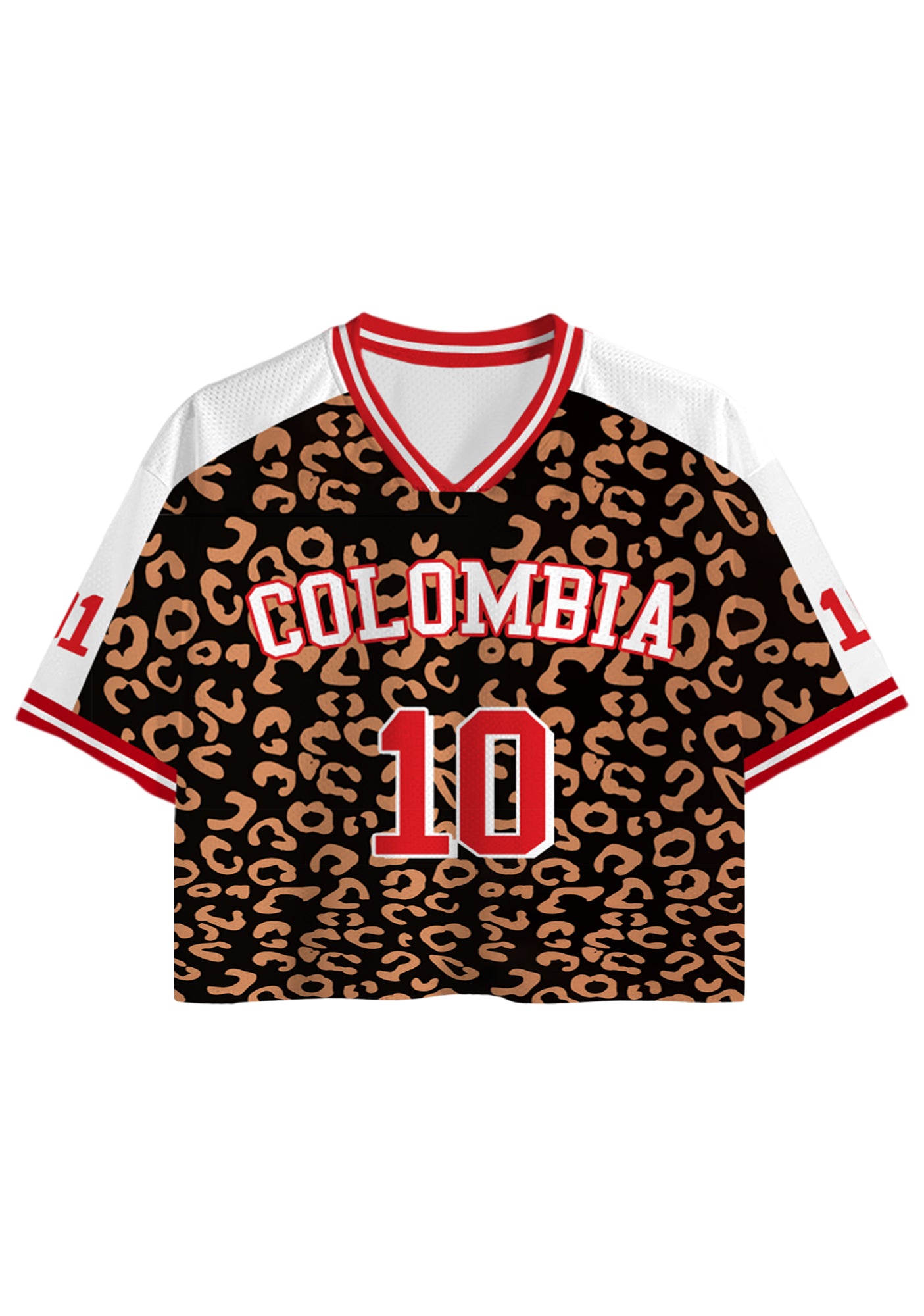 Leopard Print Colombia Number 10 Cropped Jersey Shirt Main image