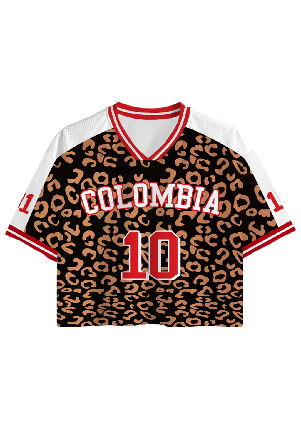 Leopard Print Colombia Number 10 Cropped Jersey Shirt