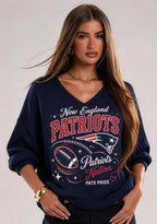 Women New England Patriots Patriots Nation Pats Pride Graphic Long Sleeve Game Day Shirt