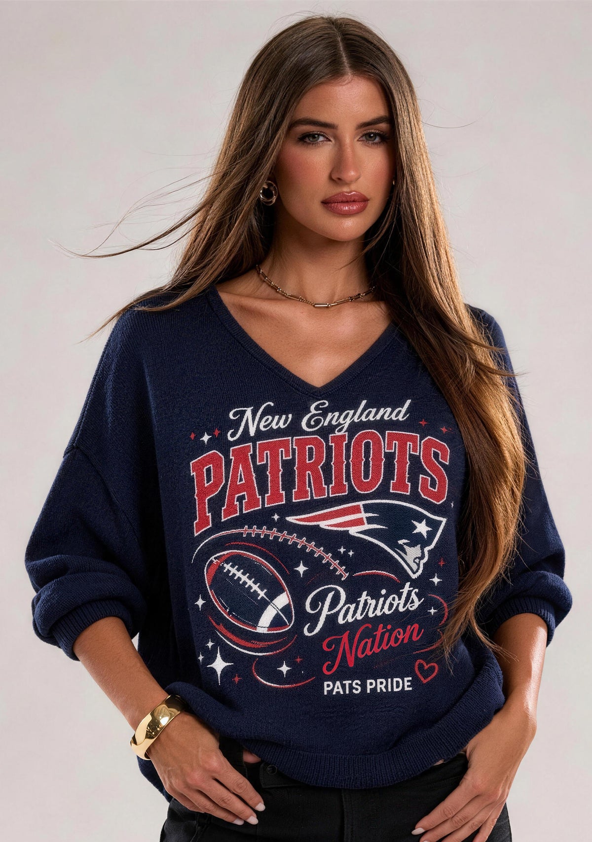 Women New England Patriots Patriots Nation Pats Pride Graphic Long Sleeve Game Day Shirt