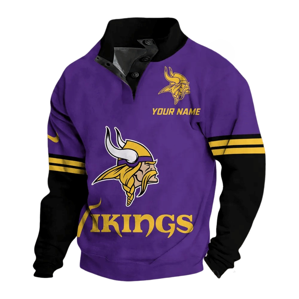 Minnesota Vikings Color Block Button Mock Neck Sweatshirt Main image