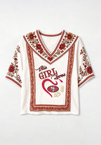Boho Floral Border San Francisco 49ers V-Neck Blouse