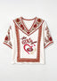 Boho Floral Border San Francisco 49ers V-Neck Blouse
