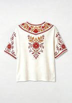 Boho Floral Border San Francisco 49ers V-Neck Blouse
