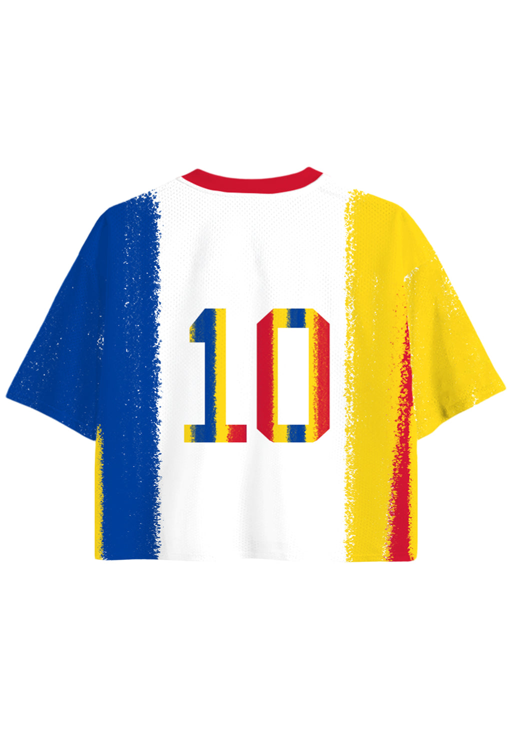 Colombia Flag Color Floral Print Cropped Jersey Shirt