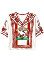 Women's Boho Floral 49ers Hello Kitty Game Day V Neck Shirt