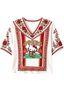 Women's Boho Floral 49ers Hello Kitty Game Day V Neck Shirt