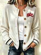 Women's Football Fans Printed Knitted Cardigan Top