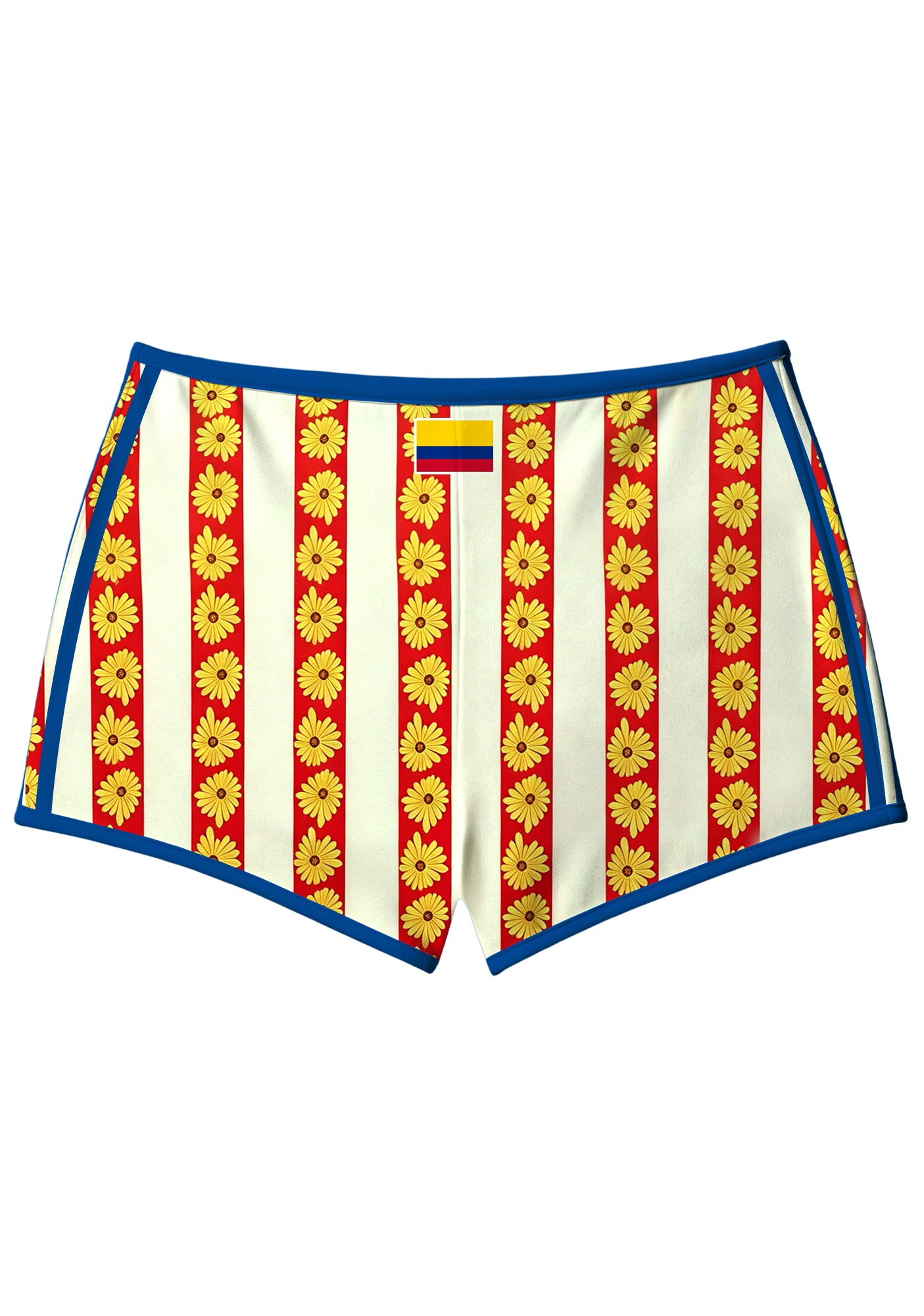 Colombia Sunflower Stripe Retro Print Booty Shorts Secondary image
