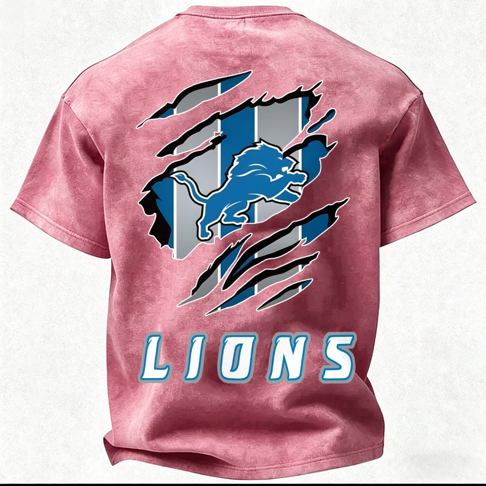 Detroit Lions Printed Unisex 100% Pure Cotton Washed T-Shirt